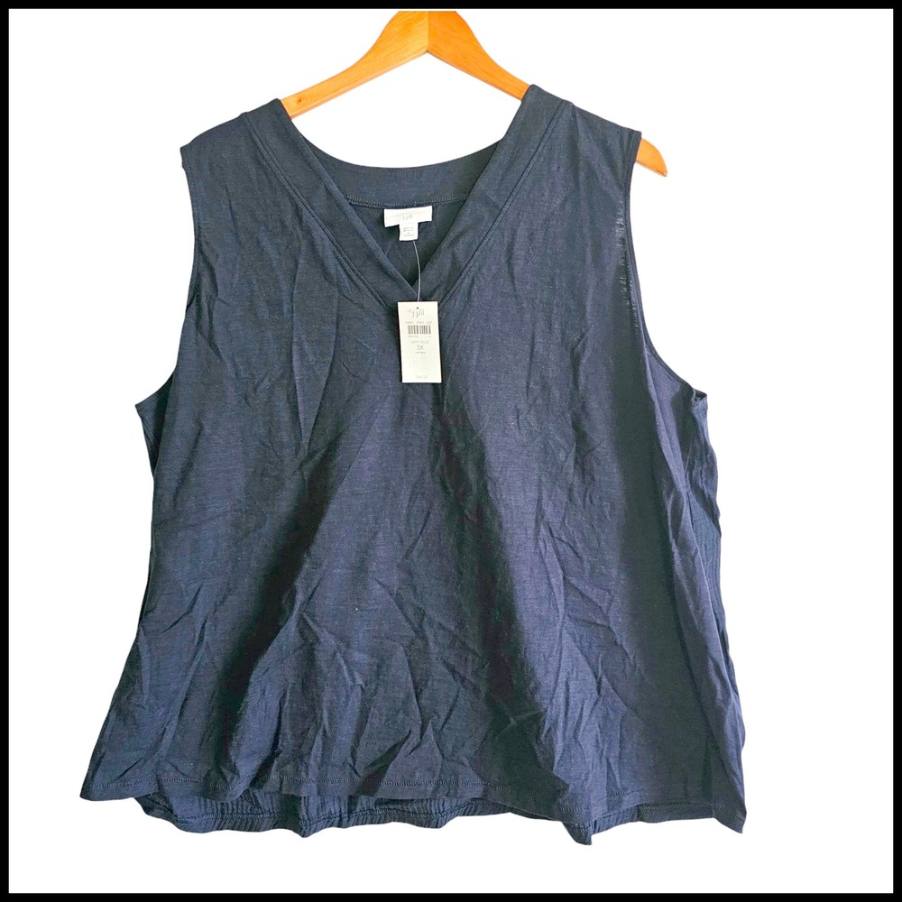 J. Jill Navy Blue Tank Top V-Neck Sleeveless Casual Blouse 3X NWT
